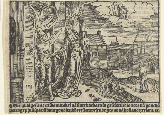 Het wonder van de heilige Barbara te Gorinchem, toegeschreven aan Lucas van Leyden (1513-1517), Rijksmuseum Amsterdam